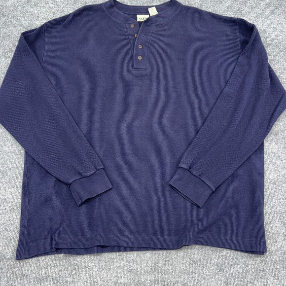 L.L. Bean Other - Vintage LL Bean Shirt Mens XL Navy Waffle Knit Thermal Henley Neck Made in USA